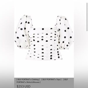 Self Portrait Polka Dot Puff Sleeve Blouse